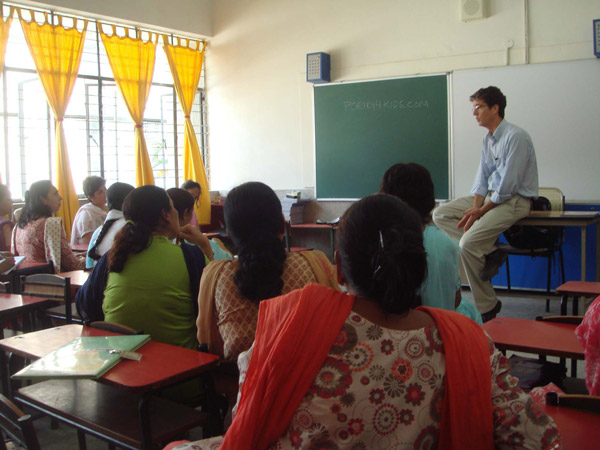Addressing the teachers at Somerville School, Noida